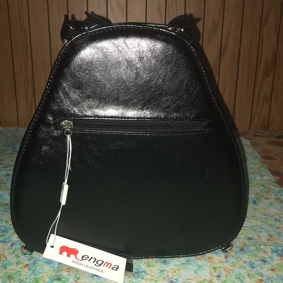 Black & gold leather owl engma backpack purse - Picture 5 of 7